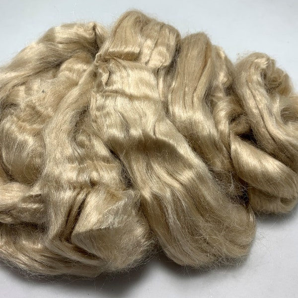 Unbleached Tussah Silk, Top, Spinning, Felting, 1 oz