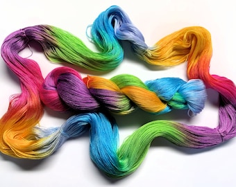 Plumas de unicornio - Tencel 8/2, hilo pintado a mano, grosor de encaje fino, madeja de 1000 yardas