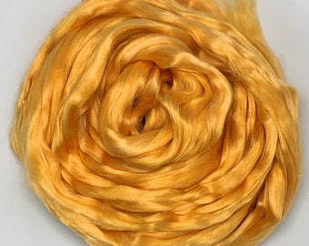 Sunshine - Dyed Mulberry Silk, Bombyx Silk, Top, Roving, AAA+, Spinning, Felting, 1 oz