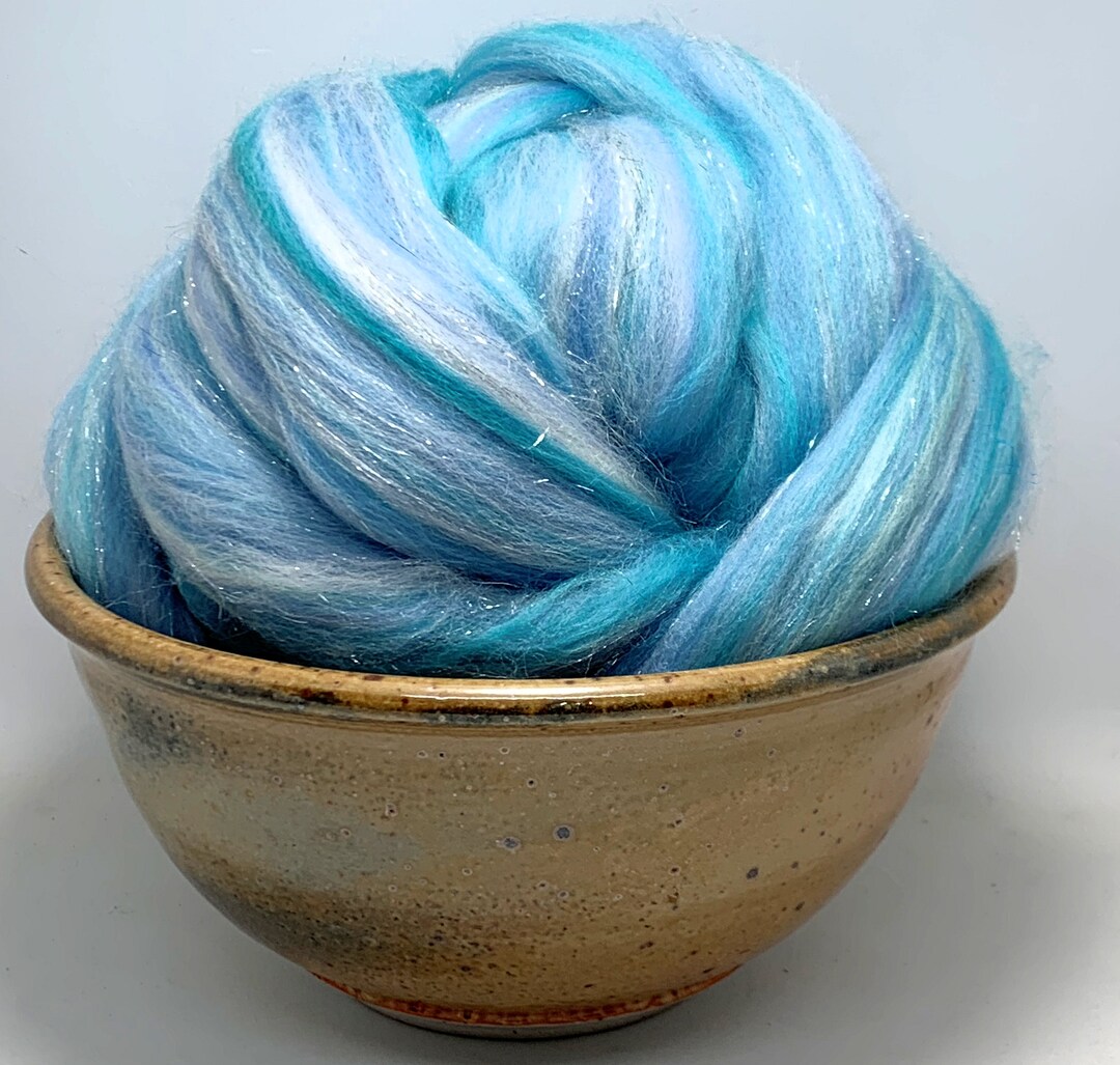 Crystal, Merino Wool and Sparkles, Top, Spinning, Roving, Felting, 1 Oz ...