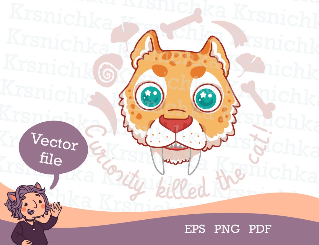 Smilodon Sticker Saber-toothed Tiger Clipart / Smilodon Cat Clipart, Prehistoric Cat ...