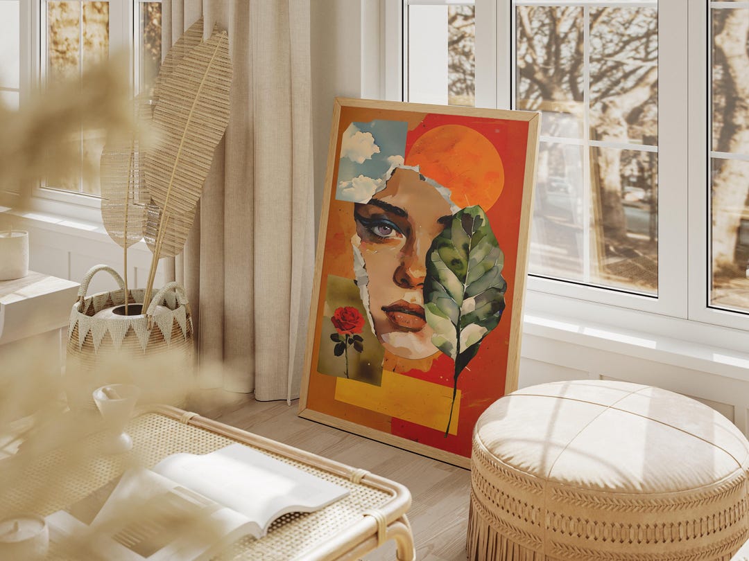 Surreal Feminine Collage Portrait Art Print I Abstract Face I Modern ...
