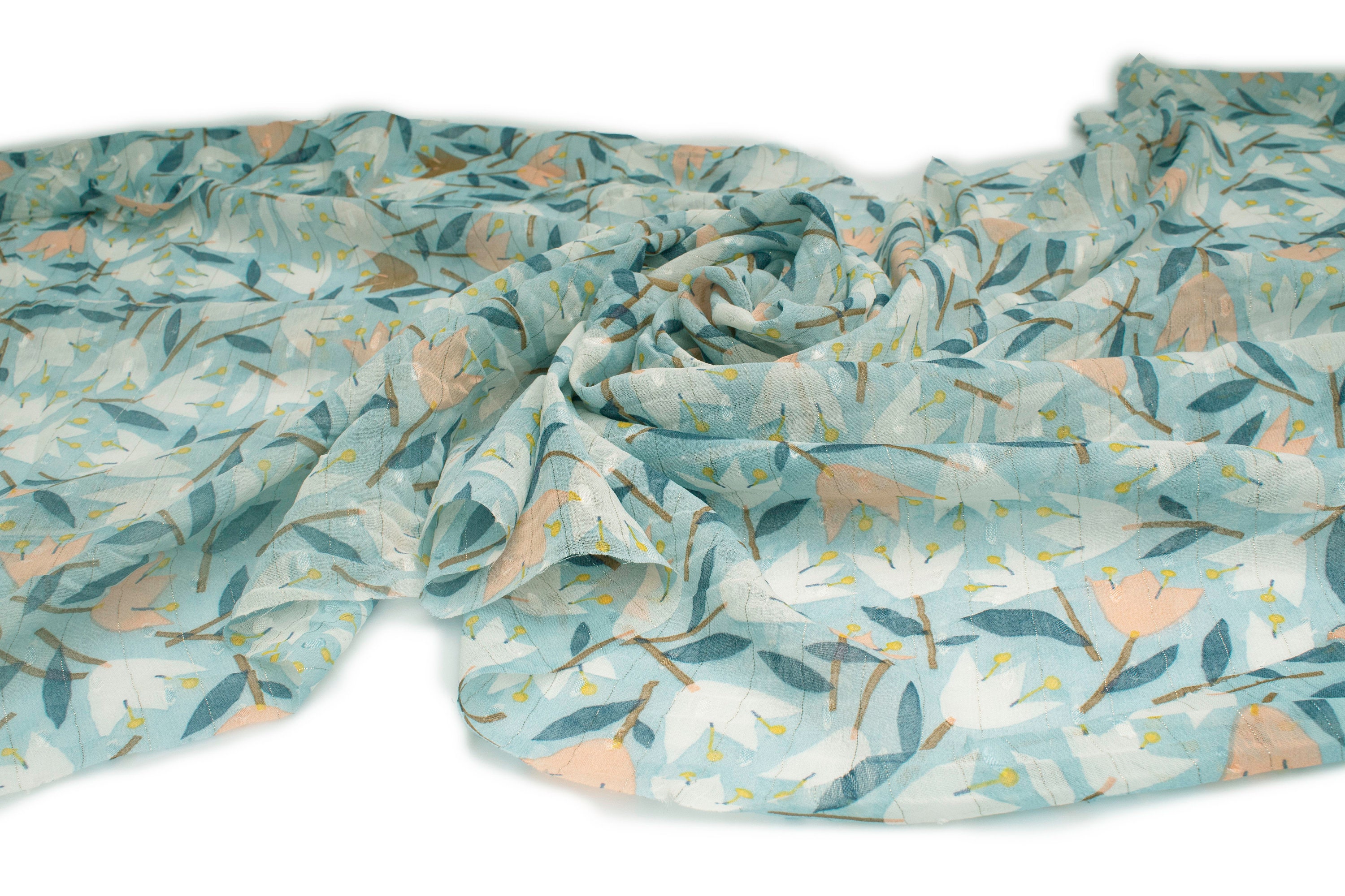 Tissu Mousseline De Soie Imprimé Floral - 50 Cm X 150 Cm (demi-mètre), Polyester