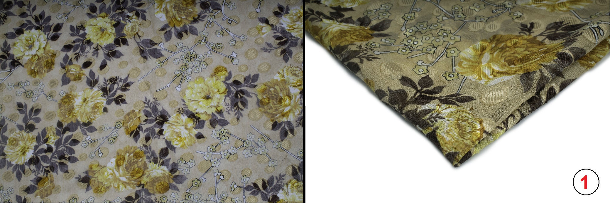 Tissu Mousseline De Soie Imprimé Floral - 50x150 Cm (demi-mètre), 100% Polyester, 100 G/m²