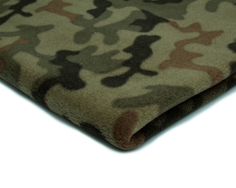 Polar Fleece Printed, Camo pattern, military (200g) 50 x 155 cm