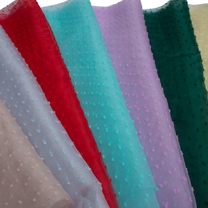 Organza Fabric, Polka dot embroidery, 50 x 150 cm