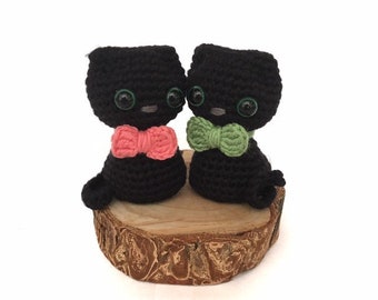 2 Pcs Miniature amigurumi kitten toy, Crochet cat stuffed animal decoration, Decor for desk