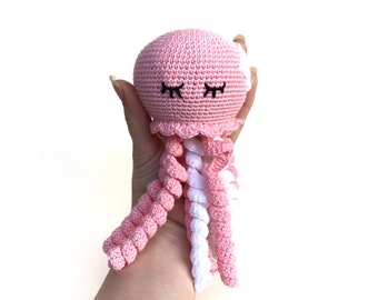 Crochet jellyfish toy, Plushie octopus, Preemie birthday gift, Gift for premature baby, Under sea nursery