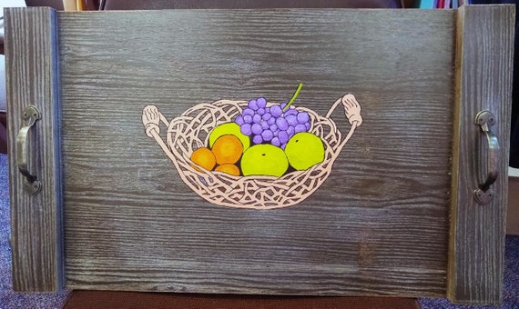 Tray With Hand-Painted Fruit Basket