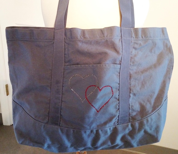 Rhinestone Entwined Hearts Tote Bag