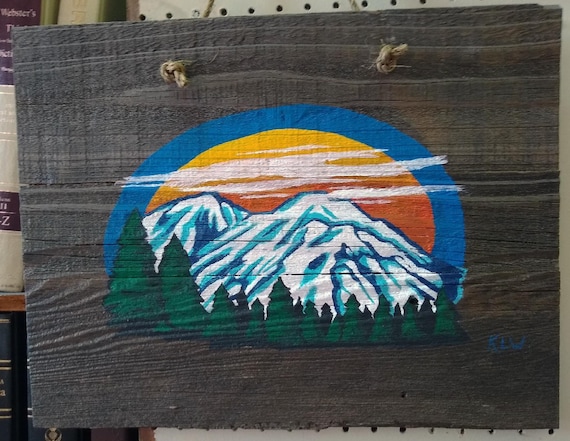 Hand-painted Snowy Mountain Wall Hanging
