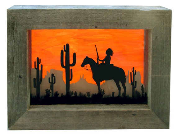 PB120  3-layer desert scene diorama set with stained glass background.