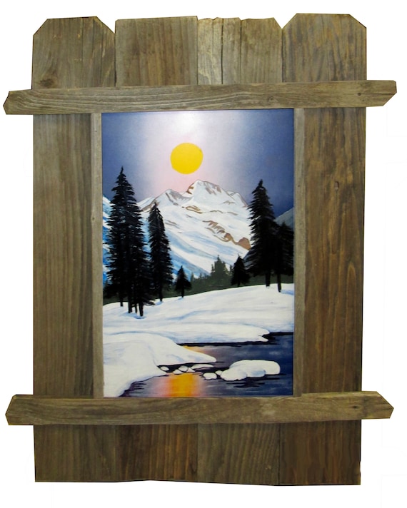 PB79 Hand painted winter scene with rising sun reflection