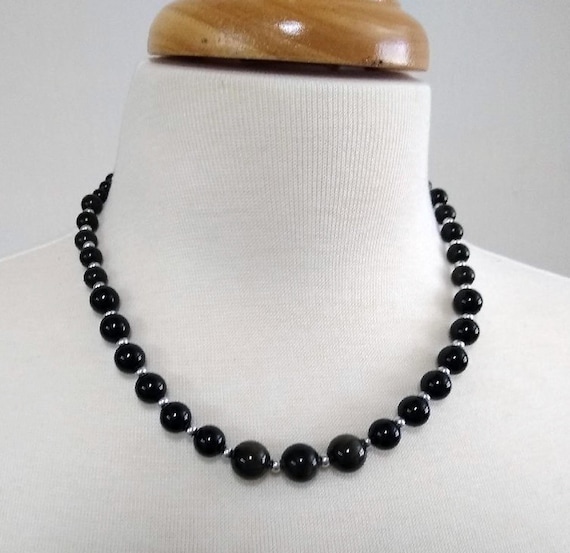 Obsidian Necklace and Earrings