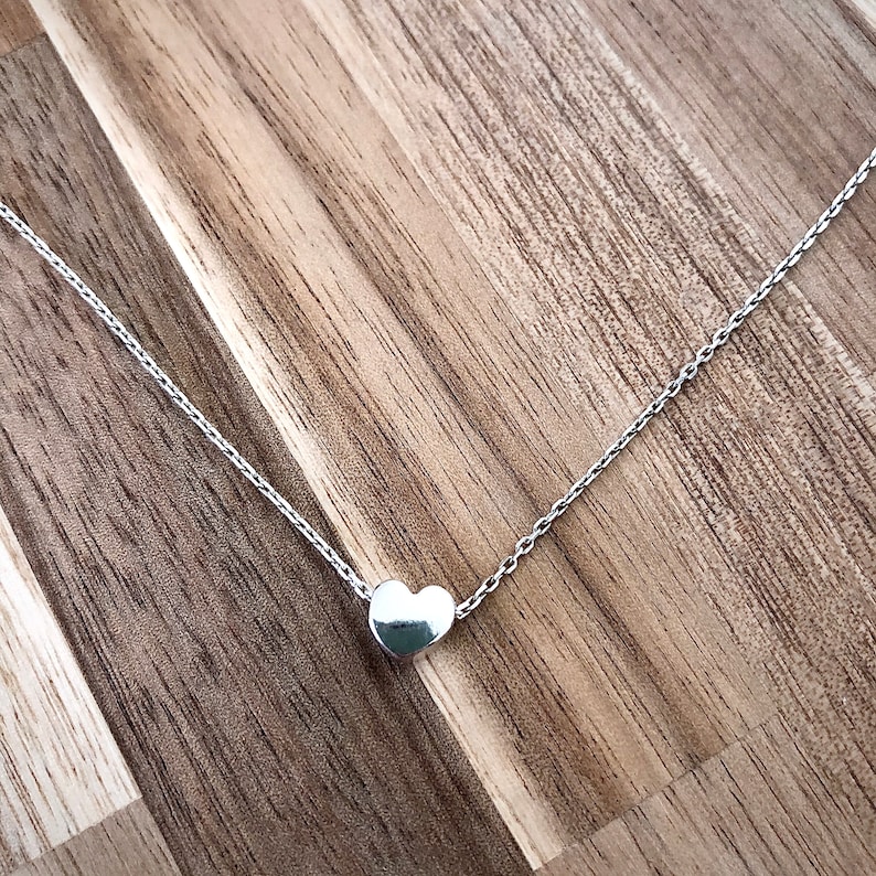 Silver Heart Bead Necklace Free Shipping.