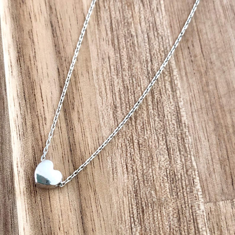 Silver Heart Bead Necklace Free Shipping.