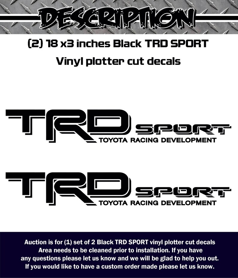 Toyota Trd sport decals stickers 2 18x3 Black Etsy