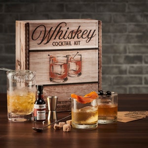 Cocktail Kit Whiskey Gift Set Barware Set, Recipes and Aromatics Bitters to Mix a Classic Old Fashioned & More at Home image 1