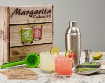 Cocktail Kit Margarita Gift Set - Barware Set, Recipes and Rimming Salt to Craft Perfect Margaritas at Home