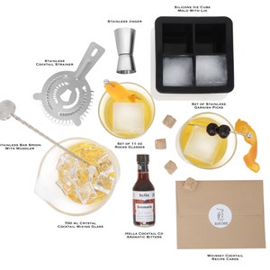 Cocktail Kit Whiskey Gift Set Barware Set, Recipes and Aromatics Bitters to Mix a Classic Old Fashioned & More at Home image 2