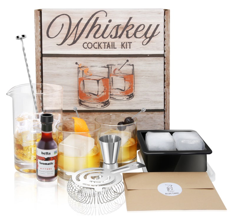 Cocktail Kit Whiskey Gift Set Barware Set, Recipes and Aromatics Bitters to Mix a Classic Old Fashioned & More at Home image 9