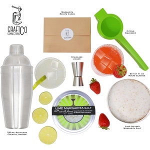 Cocktail Kit Margarita Gift Set Barware Set, Recipes and Rimming Salt to Craft Perfect Margaritas at Home image 3