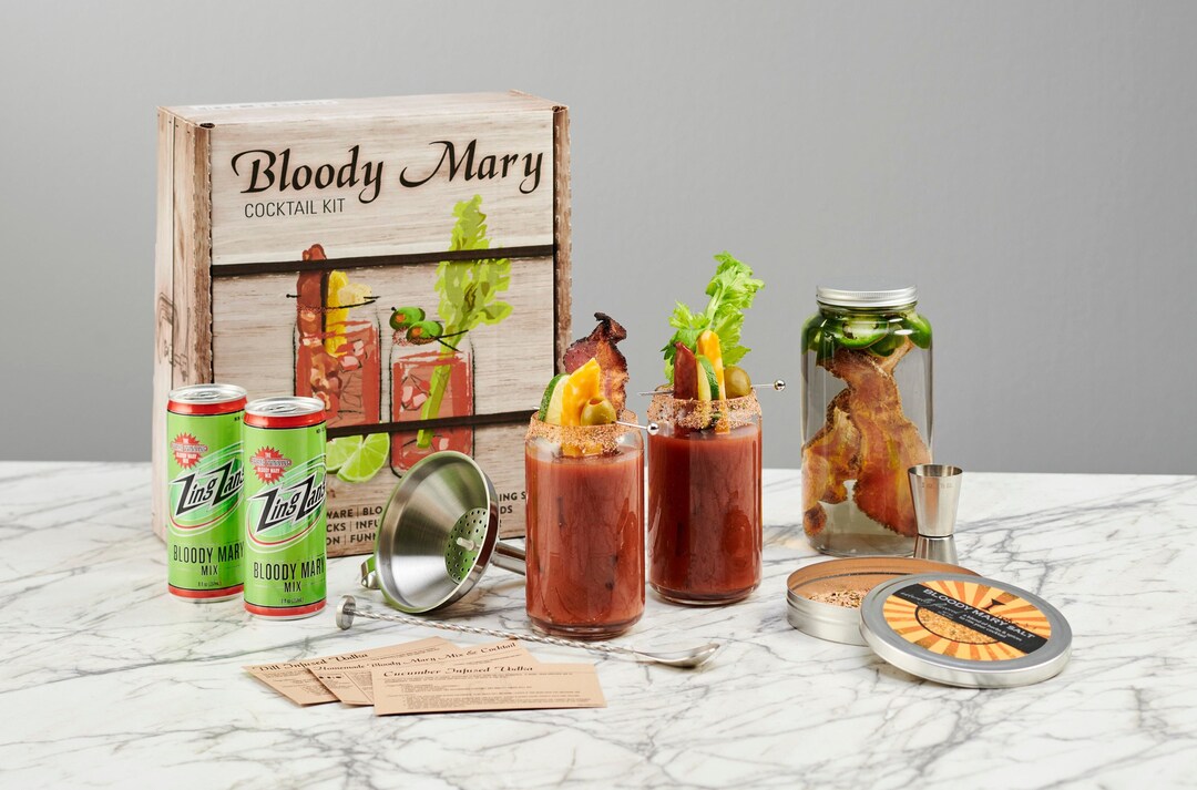 Bloody Mary Cocktail Kit Barware Set With Recipes for Tasty Bloodys at