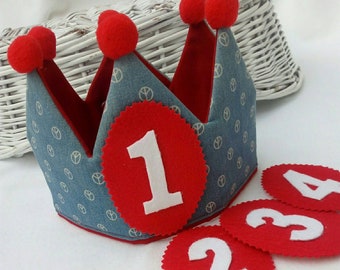 Texan birthday crown with peace symbol, padded, birthday gift, personalized gift, birthday party