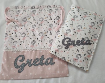 Backpack bag and diaper wipe holder, personalized. Handmade. Baby girl layette.