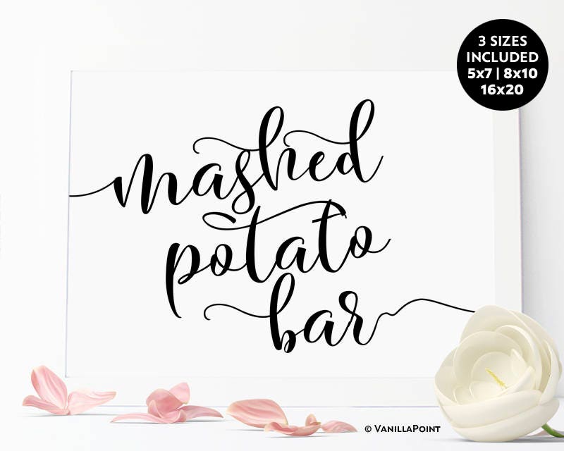 Mashed Potato Bar Sign Mashed Potato Wedding Bar Sign Etsy