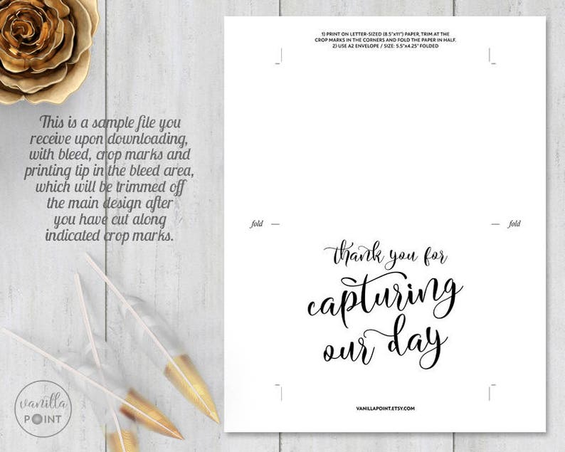 Printable Thank You Photographer Card wedding Gift Ideas Wedding Thank You Card For Wedding Photographer Thank You For Capturing Our Day