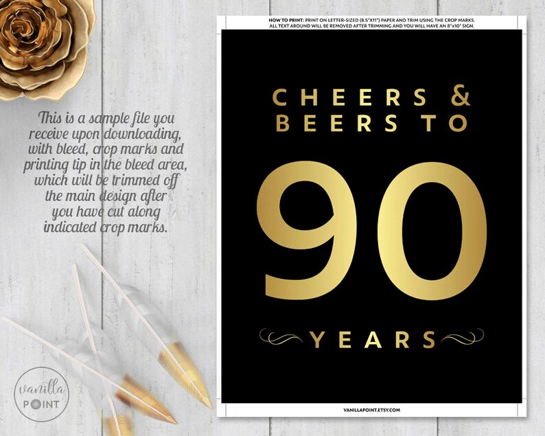 Cheers And Beers To 90 Years 90th Birthday Decoration 90th Etsy