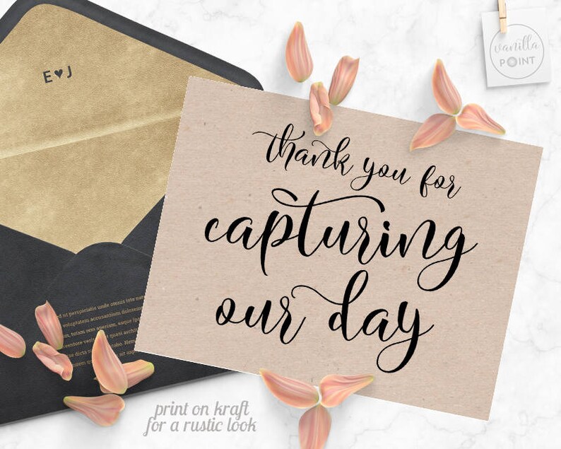 Printable Thank You Photographer Card wedding Gift Ideas Wedding Thank You Card For Wedding Photographer Thank You For Capturing Our Day