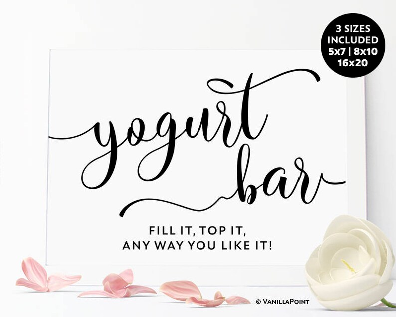 Yogurt Bar Sign Yogurt Bar Printable Wedding Desserts Etsy