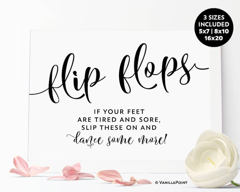 Wedding Flip Flops Sign Printable Wedding Flip Flop Sign | Etsy