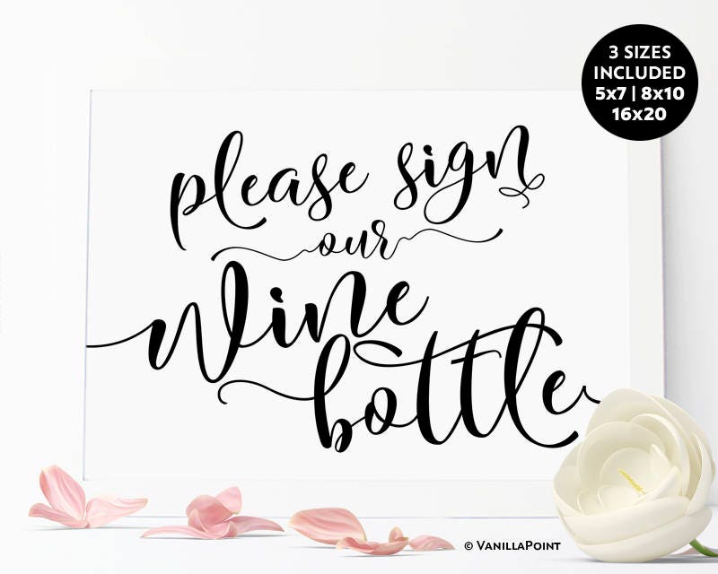 Please Sign Our Wine Bottle Sign Wine Bottle Guest Book Sign | Etsy