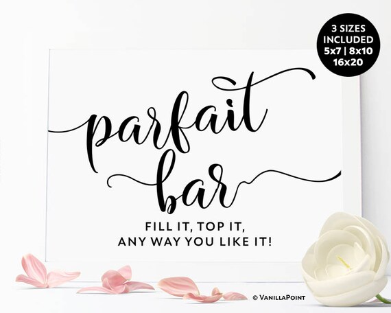 Parfait Bar Sign Printable Wedding Breakfast Reception Signs | Etsy