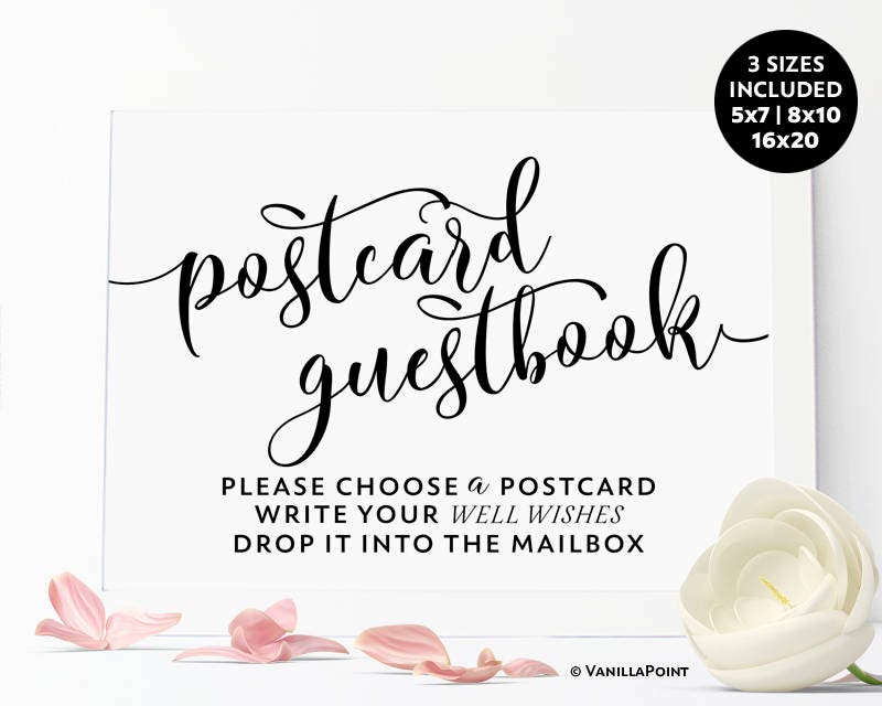 Postcard Guest Book Sign Postcard Wedding Sign Wedding Etsy