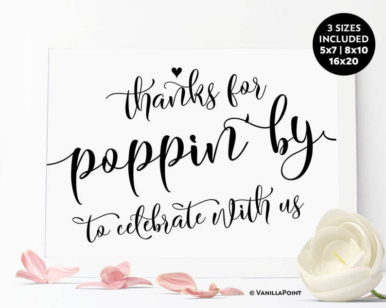 Thanks For Popping By Printable Sign Wedding Popcorn Favor | Etsy