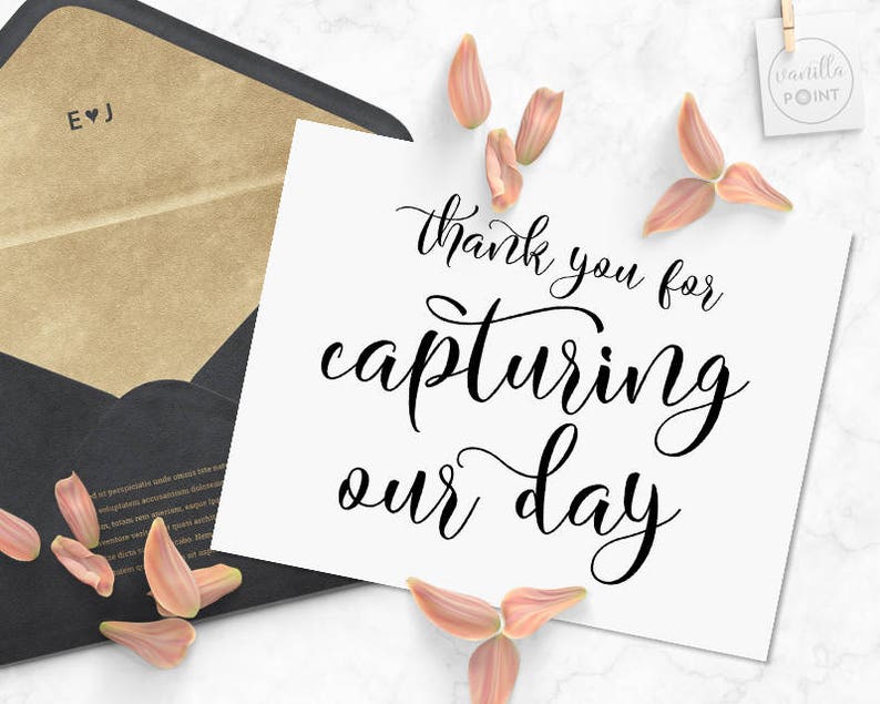 Printable Thank You Photographer Card wedding Gift Ideas Wedding Thank You Card For Wedding Photographer Thank You For Capturing Our Day