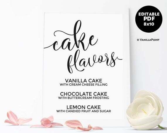  Cake  Flavors  Sign  Printable Template Download Rustic 