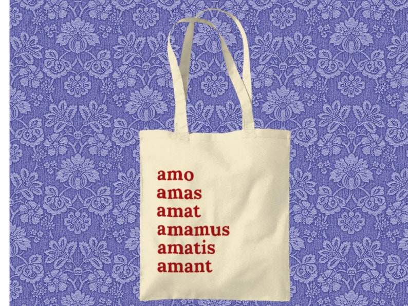 Latin Phrases Gift Amo Amas Amat Latin Tote Bag Classics Etsy