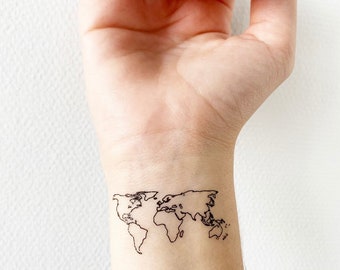 Carte du monde (lot de 2) - Tatouage Temporaire