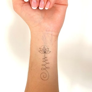 Unalome Lotus Swirl 2.0 (set of 2) - Temporary Tattoo