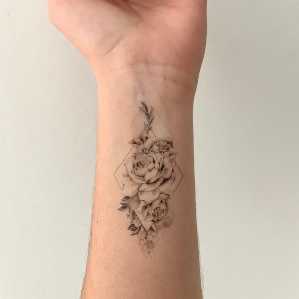 Rose Carrée (lot de 2) - Tatouage Temporaire