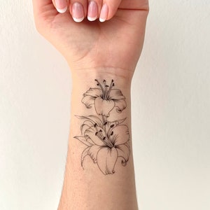 Double Lily set of 2 Temporary Tattoos image 1