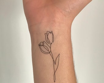 Tatuaje temporal de tulipán lote de 2 - Etsy España Tatuaje temporal de tulipán lote de 2 - Etsy España