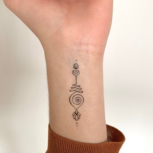 Unalome Tiny Moon (set of 2) - Temporary Tattoo