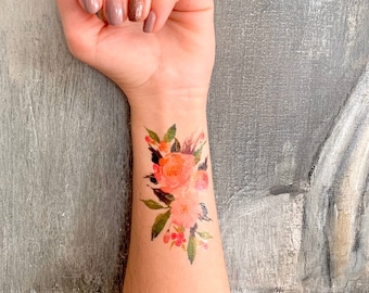 Blumenfarbe F (2er-Set) - Temporäres Tattoo