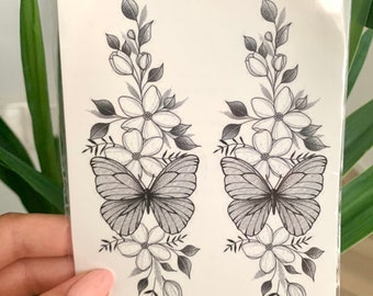 Floral Butterfly (set of 2) - Temporary Tattoo